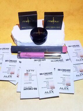 Mellow & Alex Cosmetics/Makeup Bundle- Lip Liner, Gloss, Blush, Brow Powder++